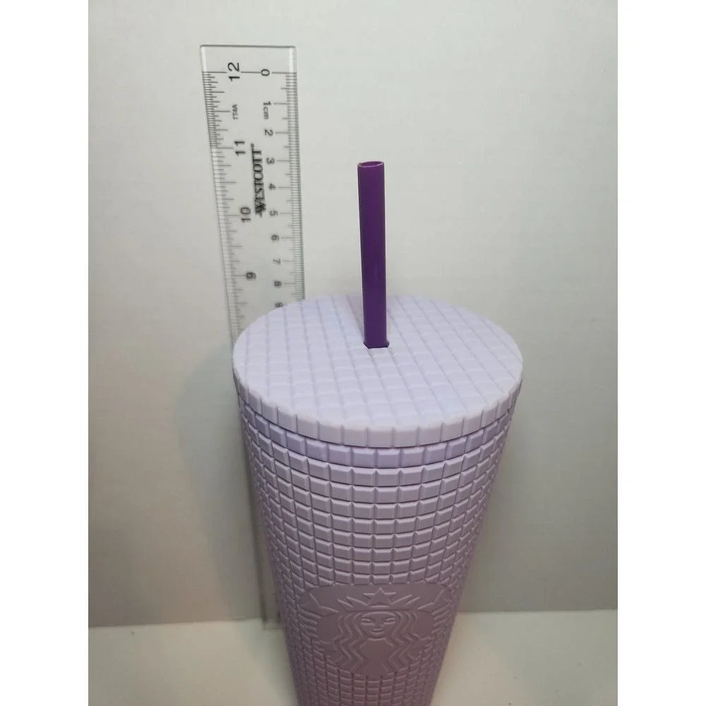 Starbucks 2021 Matte Lilac Lavender Grid Studded 24 oz Tumbler Soft Touch NEW